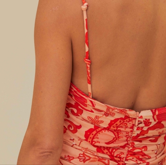 Farm Rio Jaipur Crossed Over Maxi Floral Red Maxi Dress Cruise Resort Wear XL - Picture 5 of 10